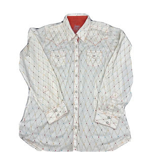 Twenty X Wrangler Diamond Pattern with Pearl Snap Bling Western Shirt L - Womens